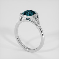 2.30 Ct. Greenish Blue Sapphire Ring, 18K White Gold 2
