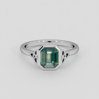 1.77 Ct. Bluish Green Sapphire Ring, 18K White Gold 1