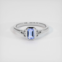 0.58 Ct. Blue Sapphire Ring, 18K White Gold 1
