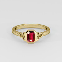 0.63 Ct. Ruby Ring, 14K Yellow Gold 1