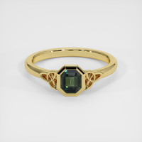 0.82 Ct. Green Sapphire Ring, 14K Yellow Gold 1