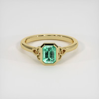 1.10 Ct. Emerald Ring, 18K Yellow Gold 1