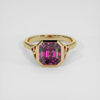 3.52 Ct. Purplish Pink Rhodolite Garnet Ring, 18K Yellow Gold 1