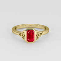 0.63 Ct. Pinkish Red Ruby Ring, 18K Yellow Gold 1