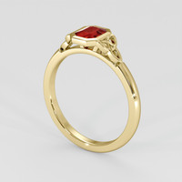 0.63 Ct. Ruby Ring, 18K Yellow Gold 2