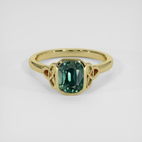 3.10 Ct. Bluish Green Sapphire Ring, 18K Yellow Gold 1