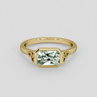 1.17 Ct. Bluish Green Sapphire Ring, 18K Yellow Gold 1