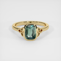 2.09 Ct. Bluish Green Sapphire Ring, 18K Yellow Gold 1