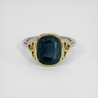 5.47 Ct. Blue Spinel Ring, 14K Yellow & White 1