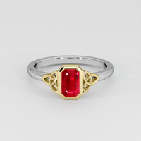 0.63 Ct. Pinkish Red Ruby Ring, 14K Yellow & White 1