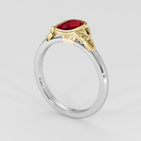 1.01 Ct. Pinkish Red Ruby Ring, 14K Yellow & White 2