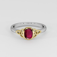 0.71 Ct. Purplish Red Ruby Ring, 14K Yellow & White 1