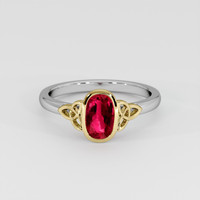 1.01 Ct. Pinkish Red Ruby Ring, 18K Yellow & White 1