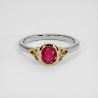 0.76 Ct. Pinkish Red Ruby Ring, 18K Yellow & White 1