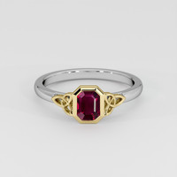 0.76 Ct. Purplish Red Ruby Ring, 18K Yellow & White 1
