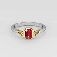 0.63 Ct. Ruby Ring, 18K Yellow & White 1