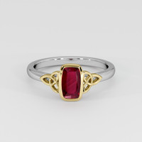 0.81 Ct. Pinkish Red Ruby Ring, 18K Yellow & White 1