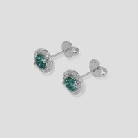 <span>0.87</span> <span class="tooltip-light">Ct.Tw.<span class="tooltiptext">Total Carat Weight</span></span> Bluish Green Sapphire Earrings, Platinum 950 3