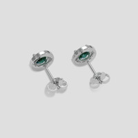 <span>0.87</span> <span class="tooltip-light">Ct.Tw.<span class="tooltiptext">Total Carat Weight</span></span> Bluish Green Sapphire Earrings, Platinum 950 4