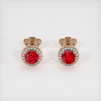 0.84 Ct.Tw. Ruby Earrings, 14K Rose Gold 1