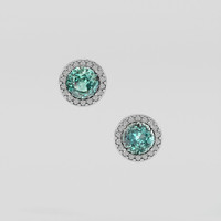 <span>1.95</span>&nbsp;<span class="tooltip-light">Ct.Tw.<span class="tooltiptext">Total Carat Weight</span></span> Bluish Green Sapphire Earrings, 14K White Gold 1