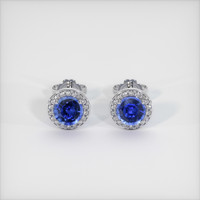 0.75 Ct.Tw. Blue Sapphire Earrings, 14K White Gold 1