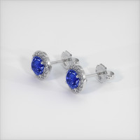0.75 Ct.Tw. Blue Sapphire Earrings, 14K White Gold 2