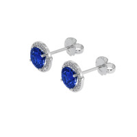 <span>1.24</span>&nbsp;<span class="tooltip-light">Ct.Tw.<span class="tooltiptext">Total Carat Weight</span></span> Blue Sapphire Earrings, 18K White Gold 3
