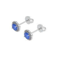 0.68 Ct.Tw. Blue Sapphire Earrings, 18K White Gold 3