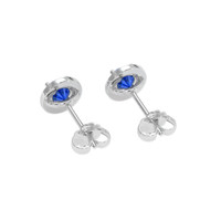 0.68 Ct.Tw. Blue Sapphire Earrings, 18K White Gold 4