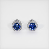 0.79 Ct.Tw. Blue Sapphire Earrings, 18K White Gold 1