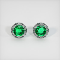 3.20 Ct.Tw. Emerald Earrings, 18K White Gold 1