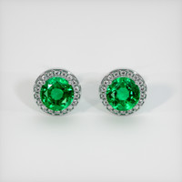 <span>1.03</span>&nbsp;<span class="tooltip-light">Ct.Tw.<span class="tooltiptext">Total Carat Weight</span></span> Emerald Earrings, 18K White Gold 1