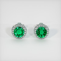 <span>0.75</span>&nbsp;<span class="tooltip-light">Ct.Tw.<span class="tooltiptext">Total Carat Weight</span></span> Emerald Earrings, 18K White Gold 1