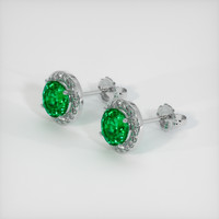 <span>0.75</span>&nbsp;<span class="tooltip-light">Ct.Tw.<span class="tooltiptext">Total Carat Weight</span></span> Emerald Earrings, 18K White Gold 2