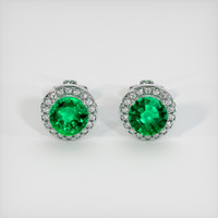 <span>0.69</span>&nbsp;<span class="tooltip-light">Ct.Tw.<span class="tooltiptext">Total Carat Weight</span></span> Emerald Earrings, 18K White Gold 1