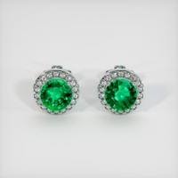1.29 Ct.Tw. Emerald Earrings, 18K White Gold 1