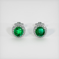 1.07 Ct.Tw. Emerald Earrings, 18K White Gold 1