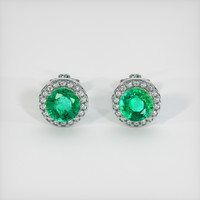 1.25 Ct.Tw. Emerald Earrings, 18K White Gold 1