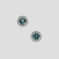 <span>0.87</span>&nbsp;<span class="tooltip-light">Ct.Tw.<span class="tooltiptext">Total Carat Weight</span></span> Bluish Green Sapphire Earrings, 18K White Gold 1