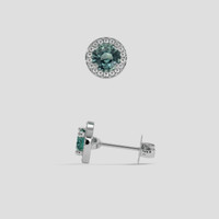 <span>0.87</span>&nbsp;<span class="tooltip-light">Ct.Tw.<span class="tooltiptext">Total Carat Weight</span></span> Bluish Green Sapphire Earrings, 18K White Gold 2
