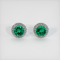 <span>1.04</span>&nbsp;<span class="tooltip-light">Ct.Tw.<span class="tooltiptext">Total Carat Weight</span></span> Emerald Earrings, 18K White Gold 1