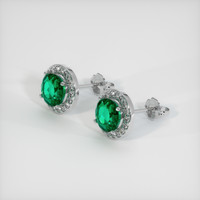 2.08 Ct.Tw. Emerald Earrings, 18K White Gold 2