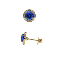 <span>1.68</span>&nbsp;<span class="tooltip-light">Ct.Tw.<span class="tooltiptext">Total Carat Weight</span></span> Blue Sapphire Earrings, 14K Yellow Gold 2