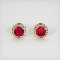 <span>1.24</span>&nbsp;<span class="tooltip-light">Ct.Tw.<span class="tooltiptext">Total Carat Weight</span></span> Ruby Earrings, 14K Yellow Gold 1