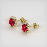 <span>0.74</span>&nbsp;<span class="tooltip-light">Ct.Tw.<span class="tooltiptext">Total Carat Weight</span></span> Ruby Earrings, 14K Yellow Gold 2