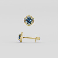 <span>0.69</span>&nbsp;<span class="tooltip-light">Ct.Tw.<span class="tooltiptext">Total Carat Weight</span></span> Greenish Blue Sapphire Earrings, 14K Yellow Gold 2