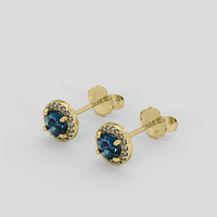 <span>0.69</span>&nbsp;<span class="tooltip-light">Ct.Tw.<span class="tooltiptext">Total Carat Weight</span></span> Greenish Blue Sapphire Earrings, 14K Yellow Gold 3