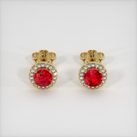 0.84 Ct.Tw. Ruby Earrings, 18K Yellow Gold 1