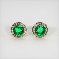 <span>1.63</span>&nbsp;<span class="tooltip-light">Ct.Tw.<span class="tooltiptext">Total Carat Weight</span></span> Emerald Earrings, 18K Yellow Gold 1